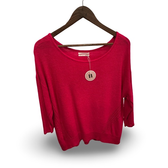 Anthropologie Sweaters - Anthropologie pretty bright pink crew Neck Sweater